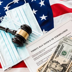 Termination of Tenancy in New York - Notice of Termination, Gavel, Money on American Flag